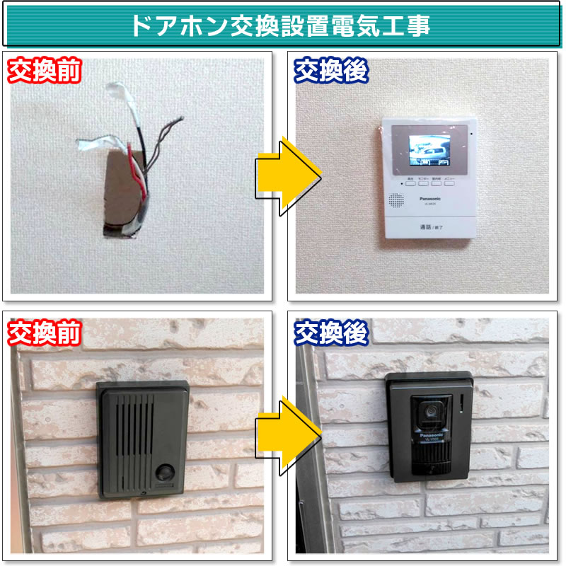 ドアホン交換電気工事(パナソニック(Panasonic) テレビドアホン VL-SE25X)(東京都世田谷区)