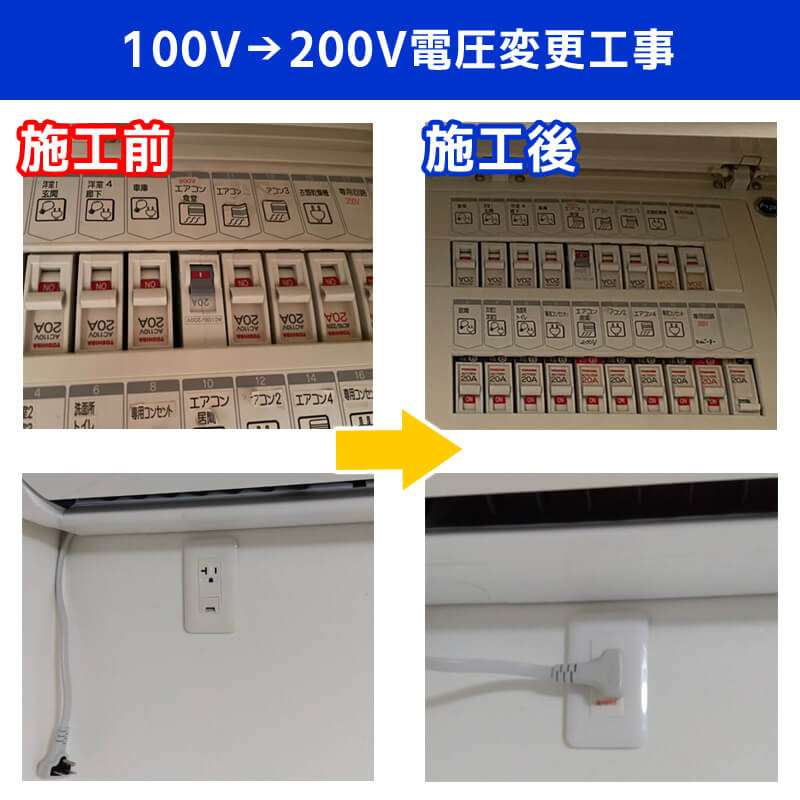 100Vから200Vへ 電圧変更の電気工事｜PN32TA 2P 20A